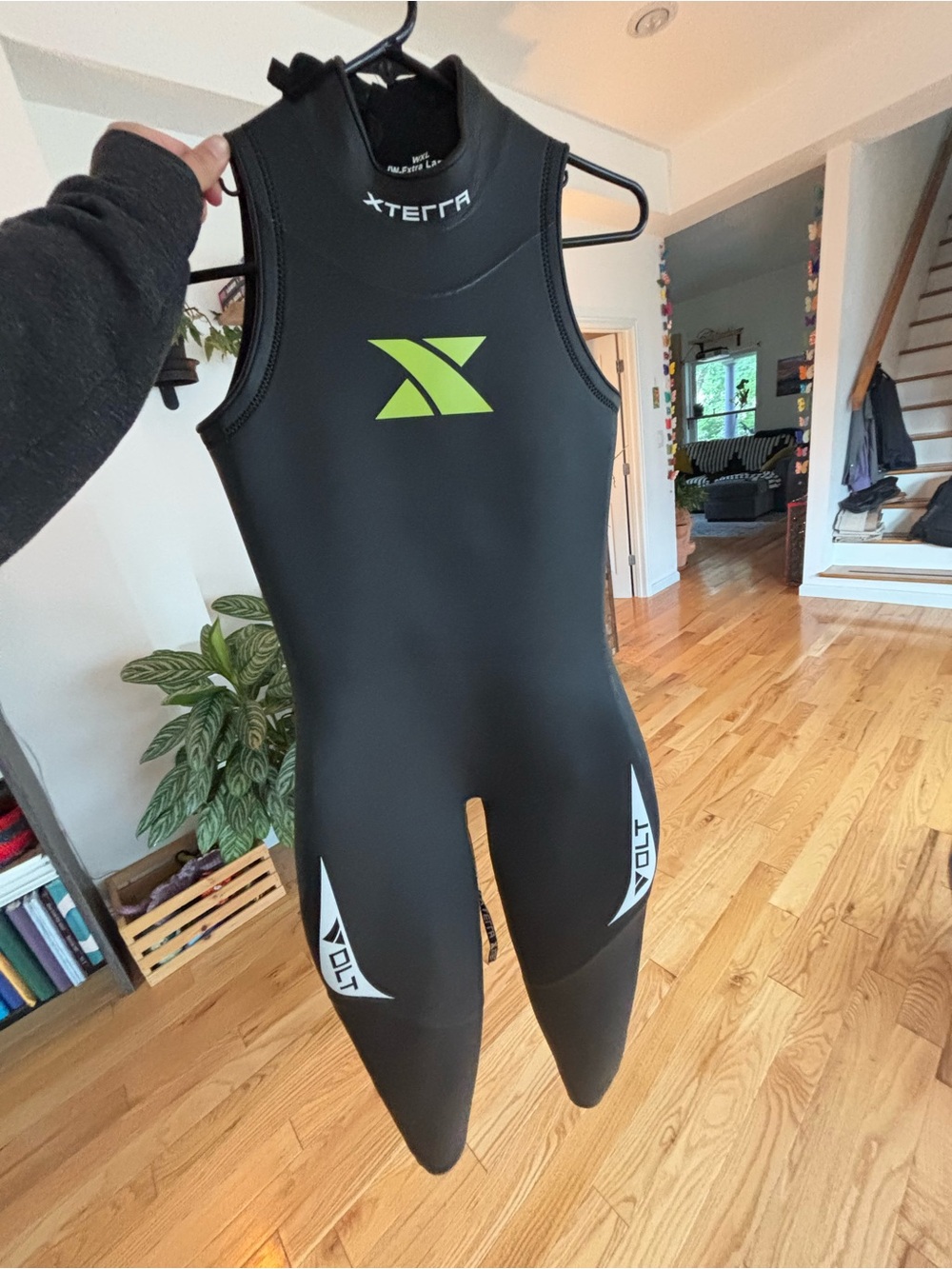 XTERRA Women's Black Rash Guard Swim Sleeveless Wetsuit with Lime Accent